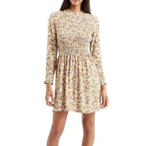 Topshop floral, long-sleeved, smocked dress, EUC
